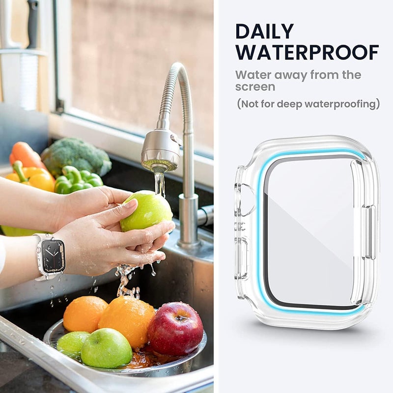 Tensea (2 in 1) for Waterproof Apple Watch Screen Protector Case 44mm SE 3/SE 2nd Generation/SE/Series 6/5/4 Accessories, 360 Front and Back, iWatch Face Cover with Tempered Glass for Women Men, 44 mm - Image 4